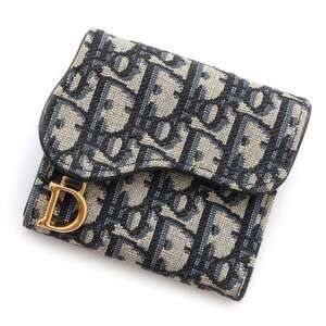 Christian Dior Saddle Oblique Compact Tri fold Wallet